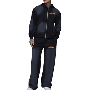 Survêtement Personnalisé Lavage à l'Acide avec Broderie avec Applique pour Hommes, Poids Lourd, Délavé au Soleil, Surdimensionné en Polyester/Coton Solide - Product Image 1