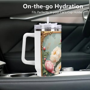 40oz Stainless Steel Tumbler With Lid Floral Design Travel <b>Mug</b> - Product Image 3