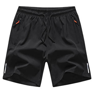Men's Black Quick Dry Bermuda Shorts Solid Color Drawstring Waist With Pockets Casual Style Woven Polyester Fabric - Product Image 1