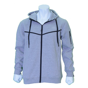 Precio al por mayor Sudadera con capucha para hombre 100% algodón 380 GSM en color gris jaspeado Sudadera informal de alta calidad con mangas largas para hombre - Product Image 4