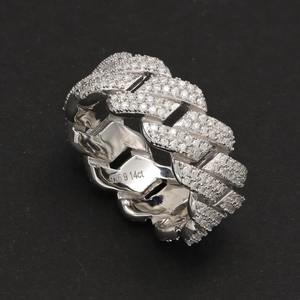 Bague en argent 925 avec chaîne cubaine et diamants, la plus vendue, pour hommes, style hip-hop, bijoux bling-bling, disponible en gros - Product Image 5