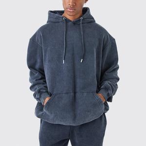 Sudadera con Capucha Azul Marino para Hombre, Color Sólido, Felpa de Algodón, Corte Casual, Manga Regular, Diseño con Bolsillo, Transpirable, Talla Grande, Otoño - Product Image 2