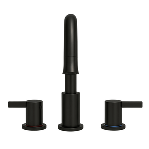 Rubinetto da Bagno Nero Opaco da 8 Pollici con 2 Maniglie e 3 Fori, con Doccetta Estraibile a 360 Gradi e Scarico a Scomparsa - Product Image 2