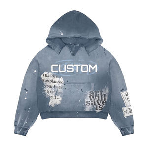 เสื้อฮู้ดย้อมสีแบบ OEM สไตล์วินเทจ เสื้อฮู้ดสตรีทแวร์  บริการรับผลิตแบบกำหนดแบรนด์เอง - Product Image 6