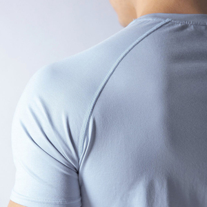 T-shirts OEM neufs personnalisés à col rond tricoté et manches courtes, vente en gros, poids lourd, vierges, pour hommes, 100 % coton, 180 grammes - Product Image 3