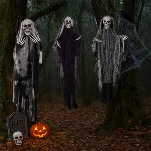 Lot de 3 décorations suspendues de squelettes fantômes d'Halloween, meilleurs démons porteuses pour décorations d'Halloween en extérieur - Product Image 2