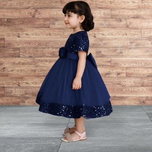 Vestido de Niña de Lujo con Lentejuelas Azules, Vestido de Princesa con Bordado de Terciopelo para Fiesta de Bodas, Ropa Formal para Niños, Fabricante - Product Image 3