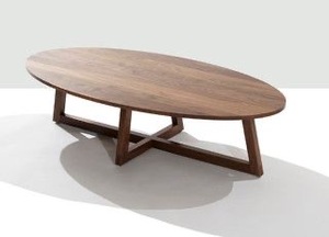 Luxury Modern Handmade Oval Wood & Metal Coffee Table for Living Room - Product Image 1