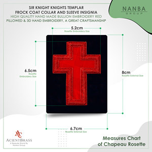 Insignia Roja para la Manga del Abrigo de los Caballeros Templarios |   Accesorios para el Uniforme de los Caballeros Templarios |   Accesorios de Vestimenta Masónica - Product Image 4