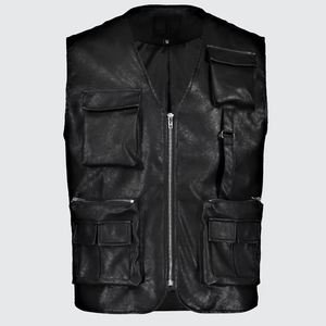 Chaleco de Cuero Sintético para Hombre de Alta Calidad Personalizado al por Mayor con Bolsillos Utilitarios - Product Image 4