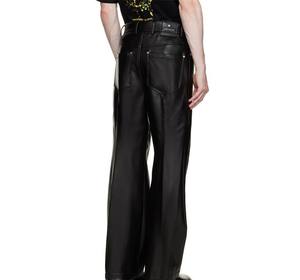 Pantalones de Cuero Originales Personalizados de Alta Calidad, Pantalones de Cuero Estilo Hip Hop, Pantalones Rectos con Rayas Curvas para Hombre - Product Image 6