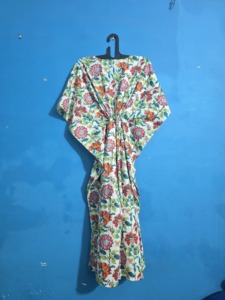 Women's Cotton Bodycon <b>Maxi</b> <b>Kaftan</b> Block Print Washable Comfortable Nightwear Bridesmaid Dress Gown Beachwear Handmade Long - Product Image 5