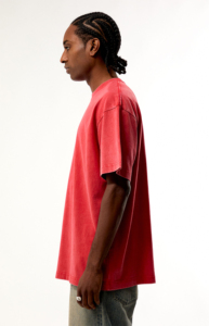 Nouveau design 2026 T-shirt col roulé à manches courtes en coton 100% coupe classique, délavé à l'acide rouge, imprimé dessin animé hip-hop tricoté sur le devant - Product Image 3