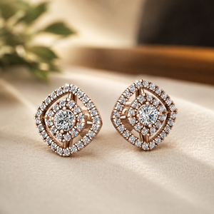 925 Sterling Silver Brilliant Round Cut <b>Diamond</b> Double Halo Moissanite Women's <b>Earrings</b> - Product Image 4