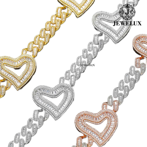Cadena de Eslabones Cubanos de Plata 925 de Calidad Premium, Chapada en Oro de 14K/18K, con Incrustaciones de Moissanita, Estilo Hip Hop, Joyería Unisex de Lujo, IGI - Product Image 2