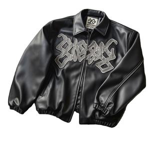 FITLER SPORTS Blouson Bomber Unisexe Personnalisé Imperméable Réversible avec Graphique Avant en Relief Style Moto Baseball Letterman Varsity à Fermeture Éclair - Product Image 1