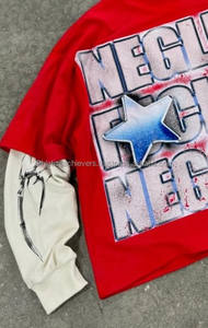 เสื้อยืดผ้าฝ้าย100% โอเวอร์ไซส์สไตล์วินเทจสำหรับผู้ชายใส่ในฤดูร้อนเสื้อยืดสองชั้นพิมพ์ลาย DTG ป้องกันรอยยับระบายอากาศได้เสื้อผ้าแนวสตรีทลำลองยาว - Product Image 3