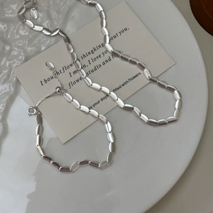 S925 Sterling Silver Korean Style Niche Design Matte Bean <b>Bracelet</b> Retro Simple Pull-Out Unisex Gift Jewelry - Product Image 2