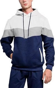 Men's Sporty Hoodie Tracksuit Navy White <b>Athletic</b> Casual Sweatshirt and Joggers Set Breathable Fleece Winter Outdoor - Product Image 5
