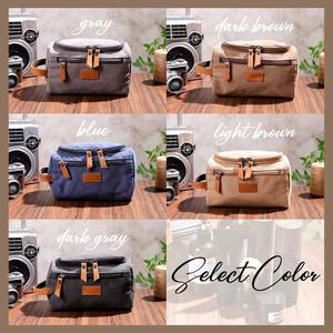 Leather Canvas Durable Zipper for Bag Travel Organizer Waterproof Dopp Kit Large Capacity Cosmetic Storage <b>Case</b> LCTB-0003 - Product Image 2