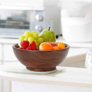 Bol de service à salade en bois résistant à la chaleur, taille personnalisée, bois naturel, écologique, pour la maison, les restaurants, les hôtels et les fêtes - Product Image 3