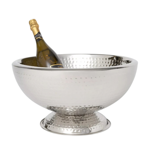 Seau à champagne en acier inoxydable martelé, seau à glace en métal argenté poli pour fêtes et événements, articles de bar - Product Image 5