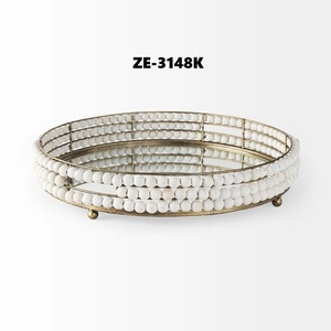 Trending Handmade Aluminium <b>Tray</b> Export Business Supply Restaurant Setup <b>Gold</b> Leaf Handles Multi-Functional Rope Coastal Zahid - Product Image 3