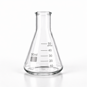 Frasco Triangular de Vidrio Borosilicato de 100 ml, Cuello Recto, Cónico, Graduado, para Uso en Laboratorio Químico, Transparente - Product Image 3