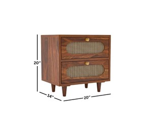 Wholesale modern solid wood bedside <b>table</b> 2 rattan drawer fluted nightstand bedroom nightstand home furniture Jodhpur - Product Image 3