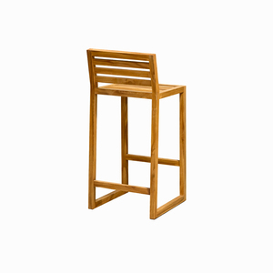 Tabouret de bar Linea moderne et minimaliste en teck massif de qualité supérieure, hauteur comptoir, durable et robuste, pour îlot de cuisine - Product Image 3