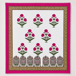 Floral Quilt <b>Set</b> 3 Pcs Hand Block Printed Cotton Reversible <b>Bedspread</b> With Pillow Covers Indian Design All Season Home Use - Product Image 3
