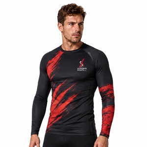 New Style OEM Design <b>Compression</b> MMA Custom Sublimated <b>Men</b> Long Sleeve Rash Guards Quick Dry Spandex/Polyester Custom Service - Product Image 1