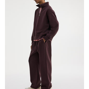 Men's Cotton Quarter Zipper Sweatshirt Half Zip Pullover Eco Friendly Knit Polo Custom Vintage Street Style Customize Fabric - Product Image 2