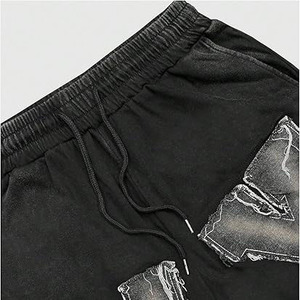 Pantalones Cortos Estampados con Efecto Ácido para Hombre, Estilo Urbano con Tipografía Moderna, Algodón Suave al Tacto, Ideales para Gimnasio y Entrenamiento, Colección 2026 - Product Image 2
