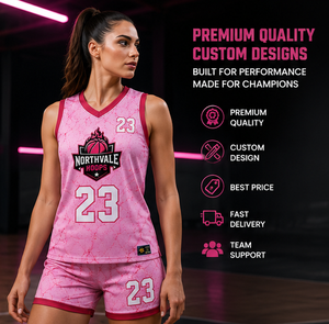 Conjunto de Camiseta y Pantalones Cortos de Baloncesto Rosa Personalizados |   Uniforme de Baloncesto para Hombre y Mujer |   Fábrica de Ropa Deportiva OEM - Product Image 4