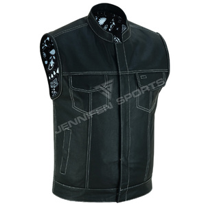 Chaleco de Motocicleta Clásico de Moda, de Cuero Genuino, Reversible, Transpirable, para Invierno, Talla 6XL para Hombre, con Forro Interior de Bandana - Product Image 2