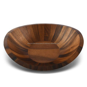 Bol à légumes en bois d'acacia de bonne qualité avec cuillère pour ustensiles de cuisine et articles d'hôtel de l'Inde - Product Image 3