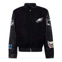 Veste universitaire classique pour homme, logo d'aigle brodé, veste de baseball en laine avec manches en cuir, manteau streetwear d'hiver