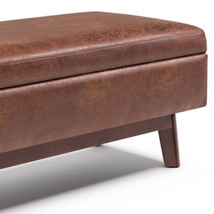 Owen Distressed Saddle Brown Rectangular <b>Storage</b> Ottoman <b>Stools</b> & Ottomans - Product Image 3