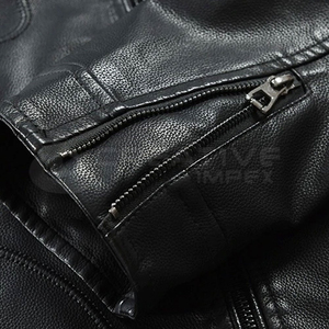 Custom Men's Lightweight Hot Selling Men High Street Cow Skin Leather Jacket With Stand Collar New Fashion Windproof Design - Product Image 5