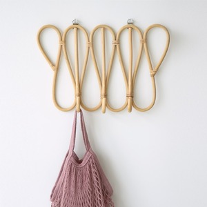 ที่แขวนผนังห้องครัวห้องนั่งเล่น คุณภาพสูง ทำจากหวาย ตะขอแขวนสไตล์โบโฮ - Product Image 5