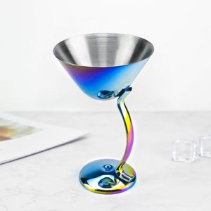 Copa de cóctel de acero inoxidable Rainbow de 150 ml con tallo retorcido, mantiene la bebida fría, para champán, martini, vino, para bar, restaurante - Product Image 1