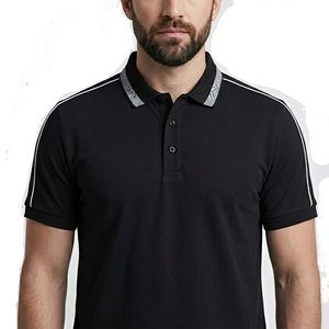 Polo de Hombre con Cuello Redondo y Logotipo Personalizado, Estilo Contemporáneo, Teñido Liso, Manga Corta, para Golf, Mezcla de Algodón, Tejido Ecológico - Product Image 1