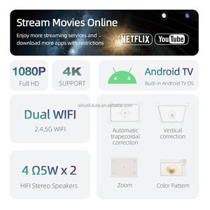 โปรเจคเตอร์ Android AKEY9S แบบพกพาขนาดเล็ก ความละเอียด 1080P 4K เลเซอร์ โฮมเธียเตอร์ ความสว่างสูง สมาร์ททีวี เล่นเกม ฟุตบอล Netflix OEM - Product Image 2