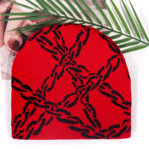 Bonnet tricoté Y2K personnalisé avec logo brodé 3D dessiné à la main, style streetwear unisexe, doux, 100 % acrylique, chaud et polyvalent pour le voyage - Product Image 1