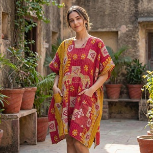 New Arrival Handwork Cotton Vintage Hand Made Kantha Work Long Fashionable and Designer Kantha <b>Kaftan</b> - Product Image 5