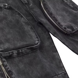 Pantalones Cargo de Mezclilla para Mujer, Cintura Alta, Ecológicos, Transpirables, con Cremalleras y Aberturas, Corte Regular, Largos - Product Image 6