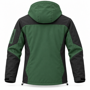 Private Label Mens Hooded Softshell Jacket Winter <b>Hiking</b> Coat Color Block Warm Fleece Lining Multi Pocket Casual <b>Outdoor</b> - Product Image 3