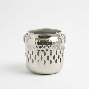 Contemporary Silver Metal <b>Lantern</b> with Cut Out Design Side Handle Stylish Tabletop <b>Tea</b> <b>Light</b> Holder for Indoor Outdoor Home - Product Image 5