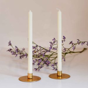 Support de bougie de table doré vintage, porte-bougie conique en métal, support de bougie avec base antidérapante, support de bougie résistant à la chaleur - Product Image 2